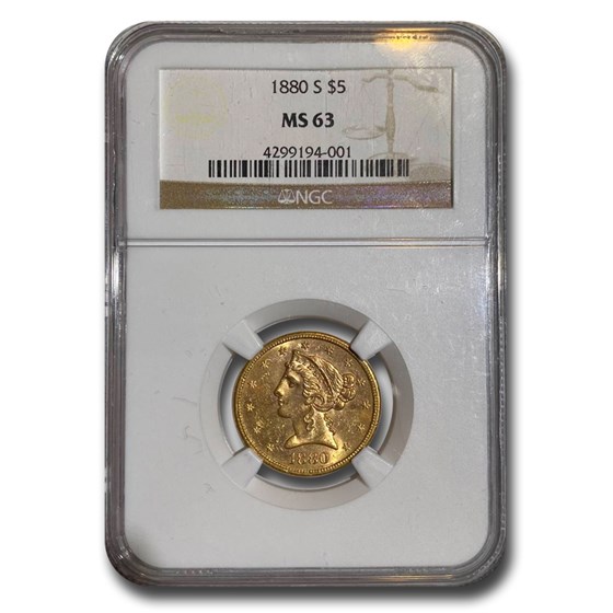 Buy 1880-S $5 Liberty Gold Half Eagle MS-63 NGC | APMEX