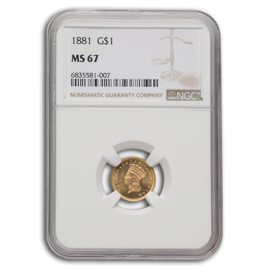 1881 $1 Indian Head MS-67 NGC