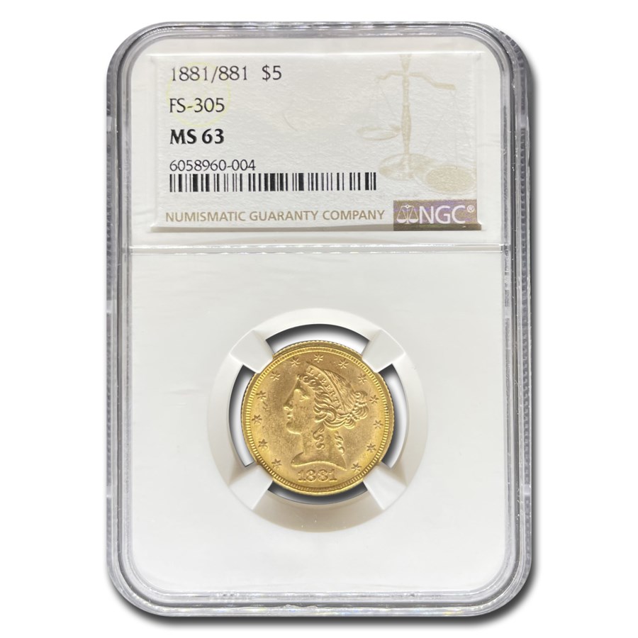 1881/1881 $5 Liberty Gold Half Eagle MS-63 NGC (RPD VP-001)