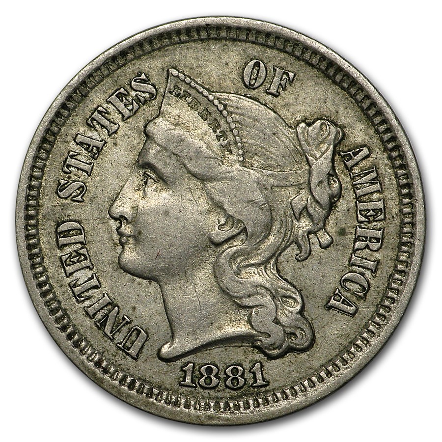 1881 3 Cent Nickel XF