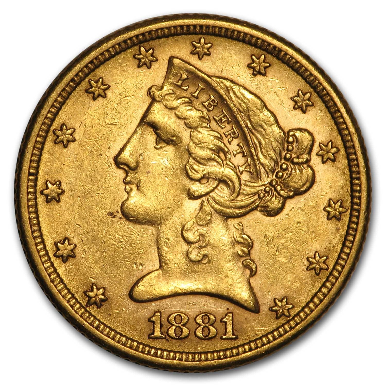 Buy 1881 $5 Liberty Gold Half Eagle Coin AU | APMEX