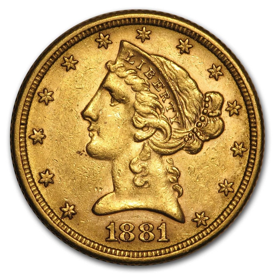 1881 $5 Liberty Gold Half Eagle AU