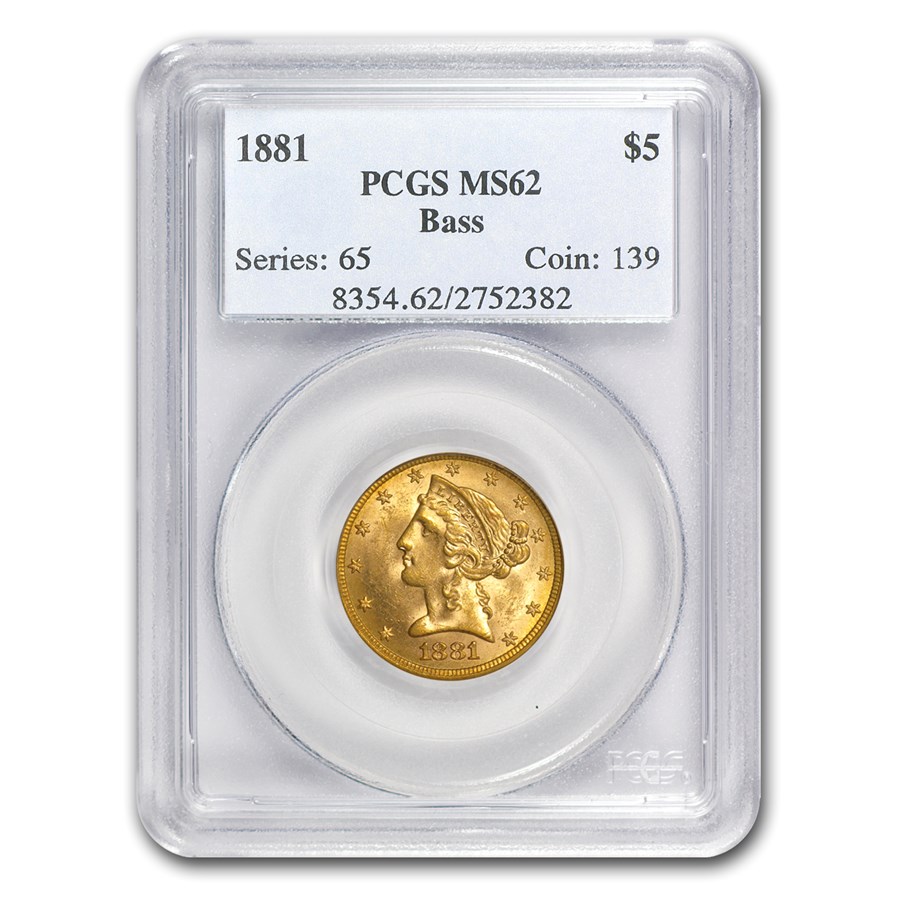 Buy 1881 $5 Liberty Gold Half Eagle MS-62 PCGS (Bass) | APMEX