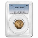 1881 $5 Liberty Gold Half Eagle MS-63 PCGS