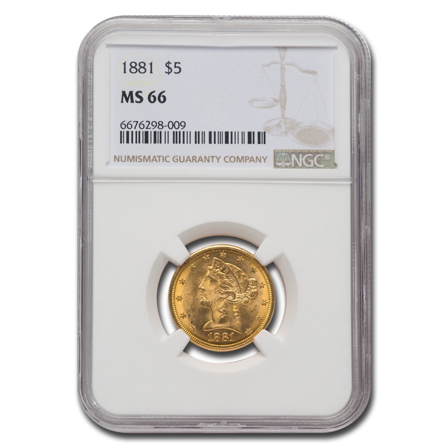 1881 $5 Liberty Gold Half Eagle MS-66 NGC