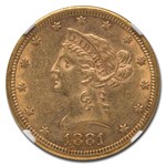 1881-CC $10 Liberty Gold Eagle AU-58 NGC