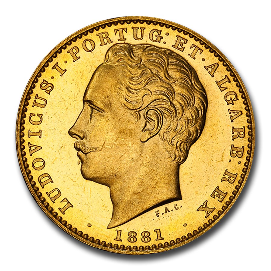 1881 Portugal Gold 10000 Reis Luiz I MS-64+ PCGS