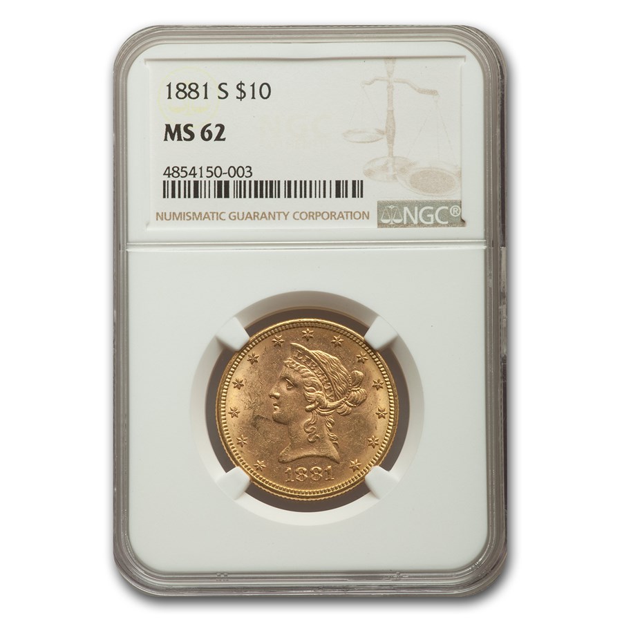 1881-S $10 Liberty Gold Eagle MS-62 NGC