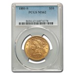 1881-S $10 Liberty Gold Eagle MS-62 PCGS