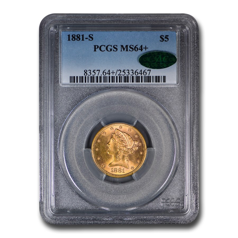 Buy 1881-S $5 Liberty Gold Half Eagle MS-64+ PCGS CAC | APMEX