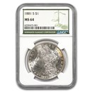 1881-S Morgan Dollar MS-64 NGC (Green Label)