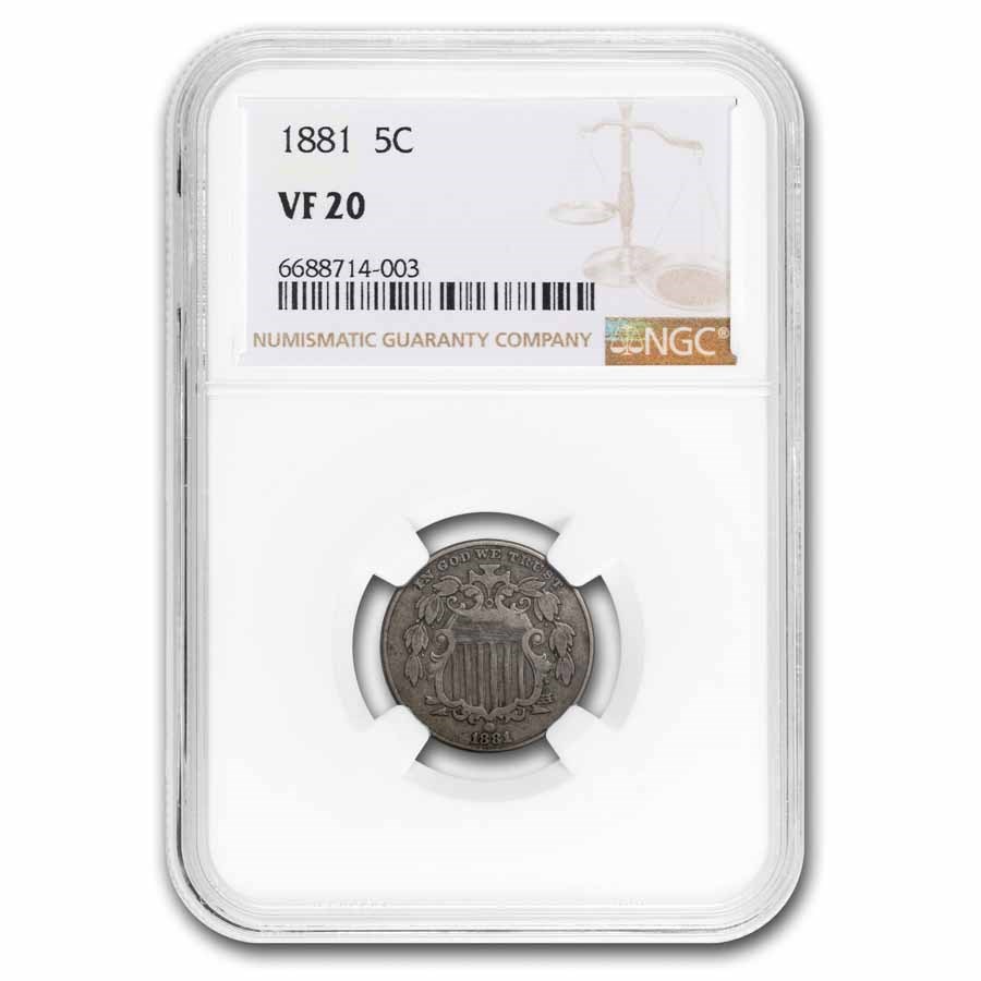 1881 Shield Nickel VF-20 NGC