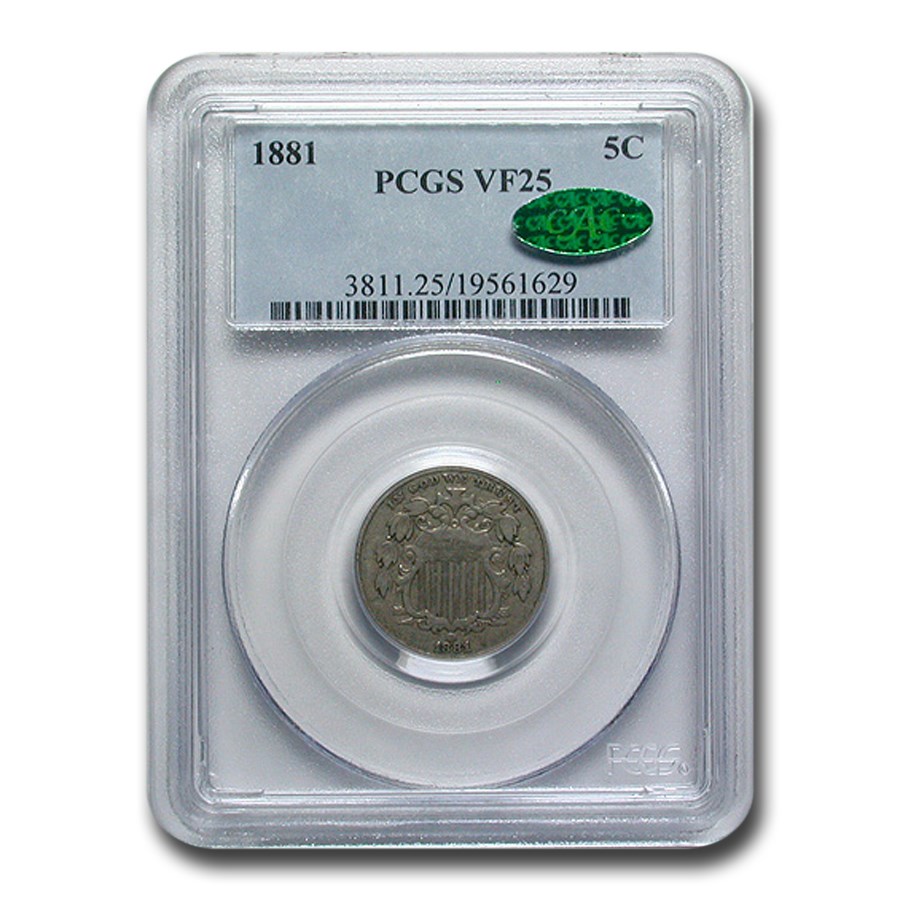 1881 Shield Nickel VF-25 PCGS CAC