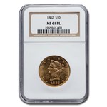 1882 $10 Liberty Gold Eagle MS-61 NGC (PL)