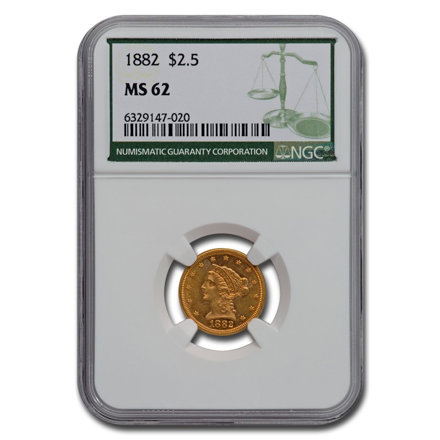 1882 $2.50 Liberty Gold Quarter Eagle MS-62 NGC (Green Label)