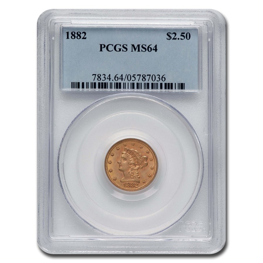 1882 $2.50 Liberty Gold Quarter Eagle MS-64 PCGS