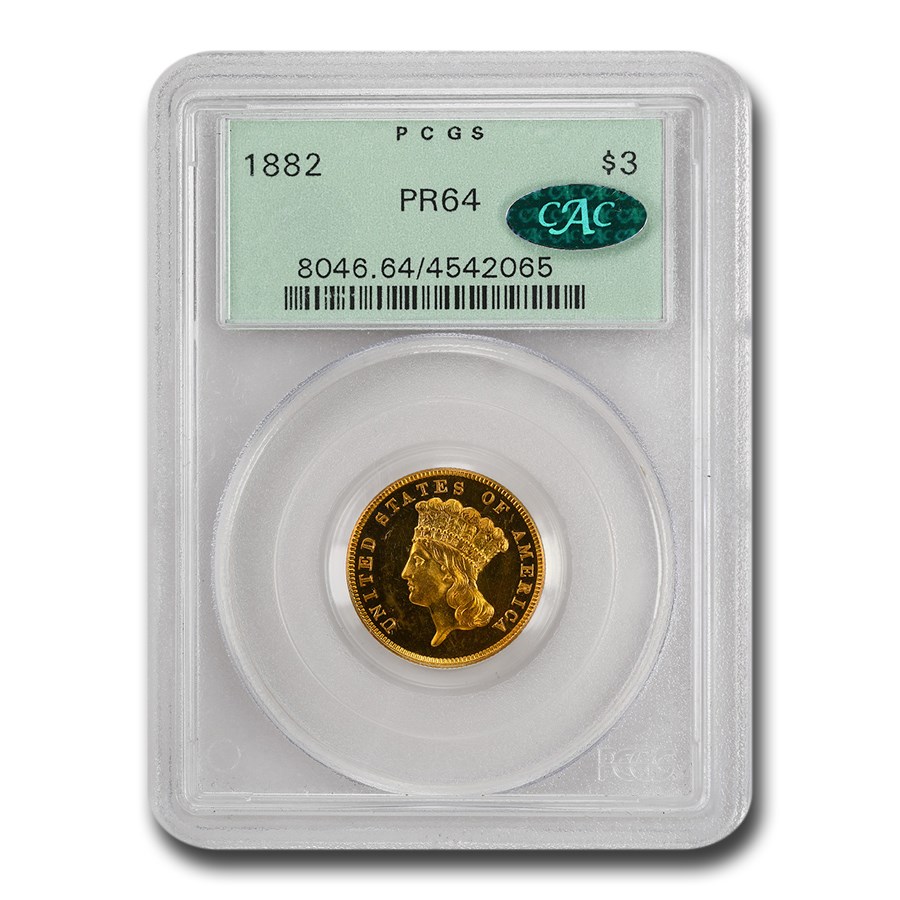 1882 $3 Gold Princess PR-64 PCGS CAC