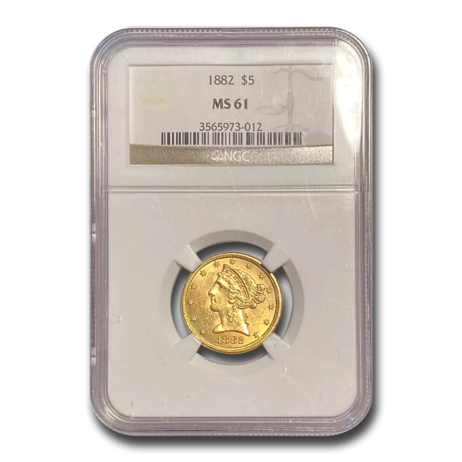 Buy 1882 $5 Liberty Gold Half Eagle MS-61 NGC | APMEX