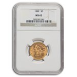 1882 $5 Liberty Gold Half Eagle MS-65 NGC