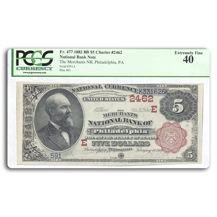 1882 Brown Back $10 Philadelphia, PA XF-40 PCGS (Fr#477) CH#2462