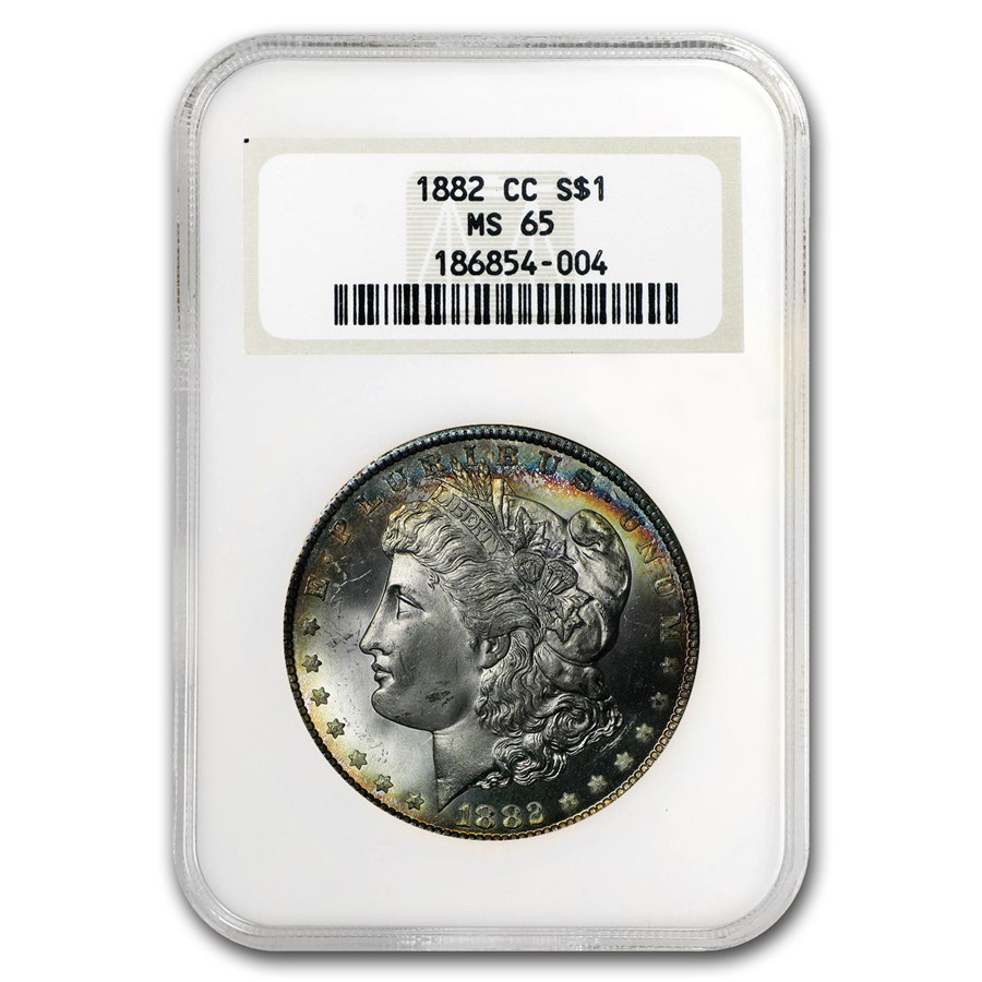 1882-CC Morgan Dollar MS-65 NGC (Blue Obv Toning)