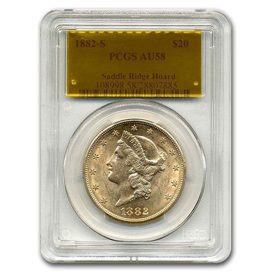 Buy 1882-s $20 Liberty Gold Double Eagle Au-58 Pcgs (saddle Ridge) 