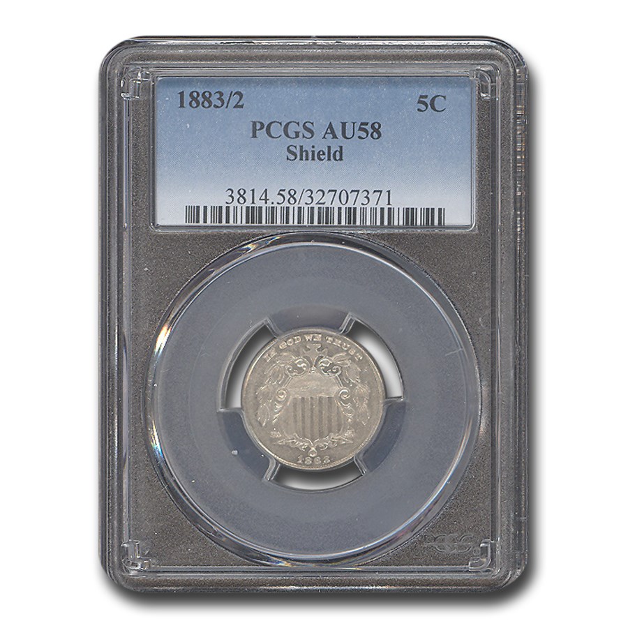 1883/2 Shield Nickel AU-58 PCGS