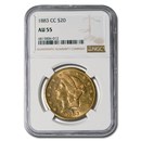 1883-CC $20 Liberty Gold Double Eagle AU-55 NGC