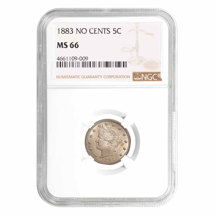 1883 Liberty Head V Nickel No Cents MS-66 NGC