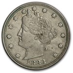 1883 Liberty Head V Nickel w/Cents AU