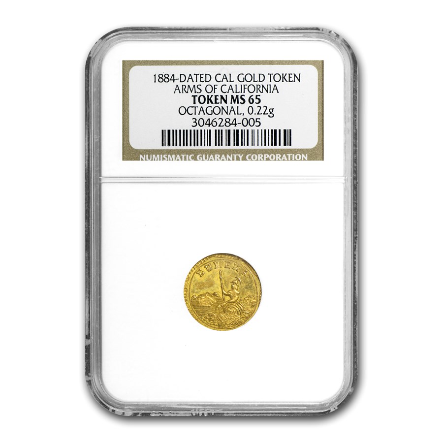 Buy 1884 Arms Of California Fractional Gold Token Ms-65 Ngc 