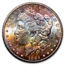 1884-CC Morgan Dollar MS-63 NGC (Obv Crescent Rainbow Toned, GSA)