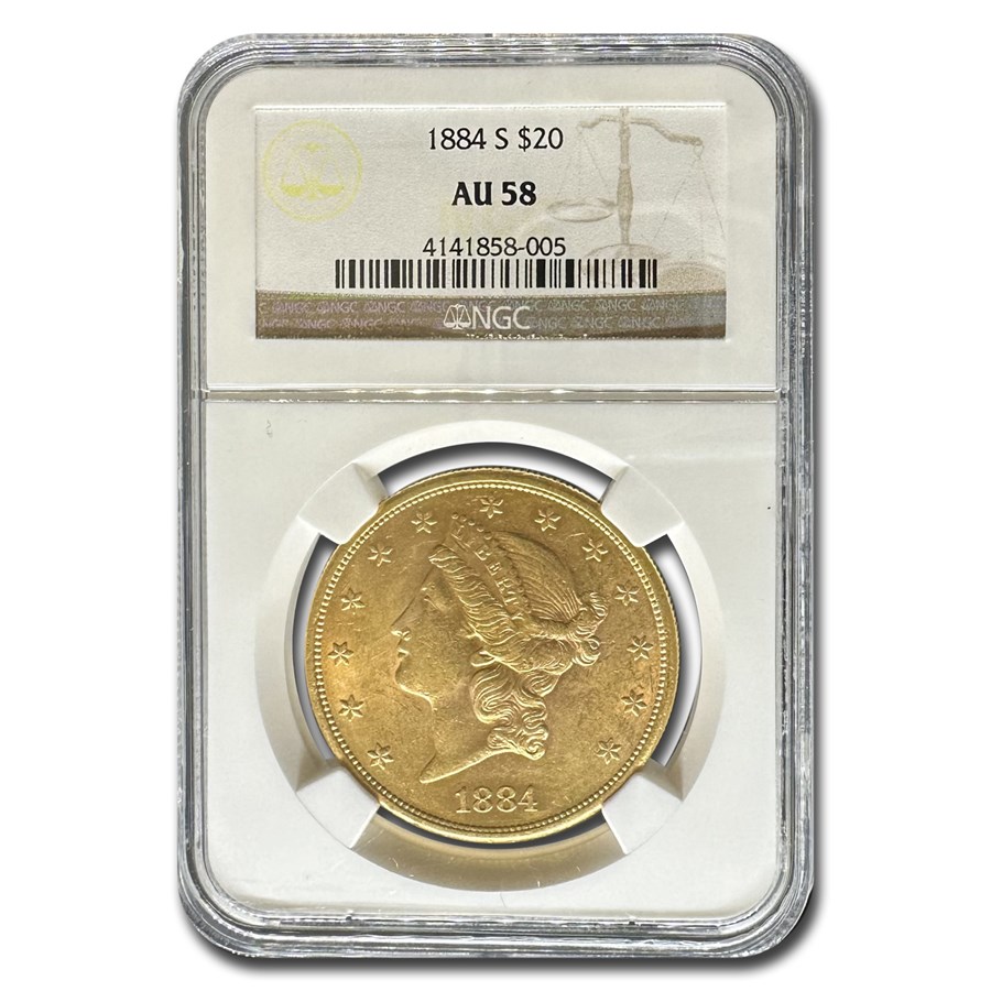 1884-S $20 Liberty Gold Double Eagle AU-58 NGC