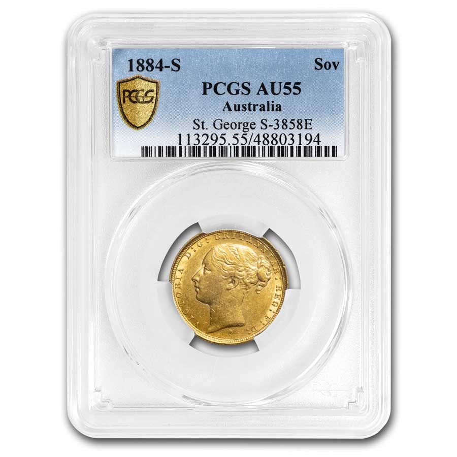 1884-S Australia Gold Sovereign Victoria AU-55 PCGS