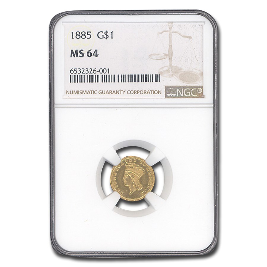 1885 $1 Indian Head Gold MS-64 NGC