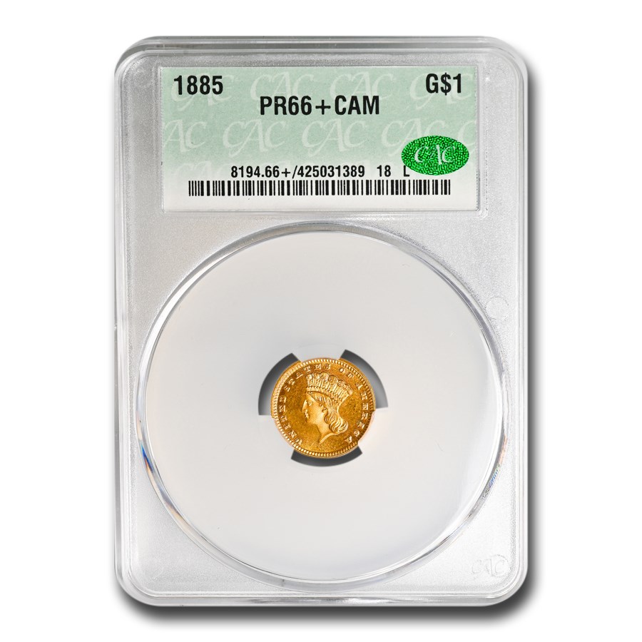 1885 $1 Indian Head Gold PR-66+ Cameo CACG