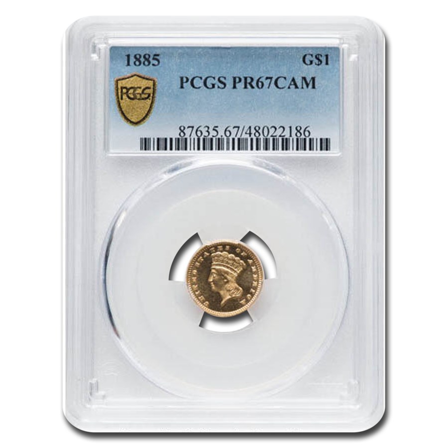 1885 $1 Indian Head Gold PR-67 Cameo PCGS