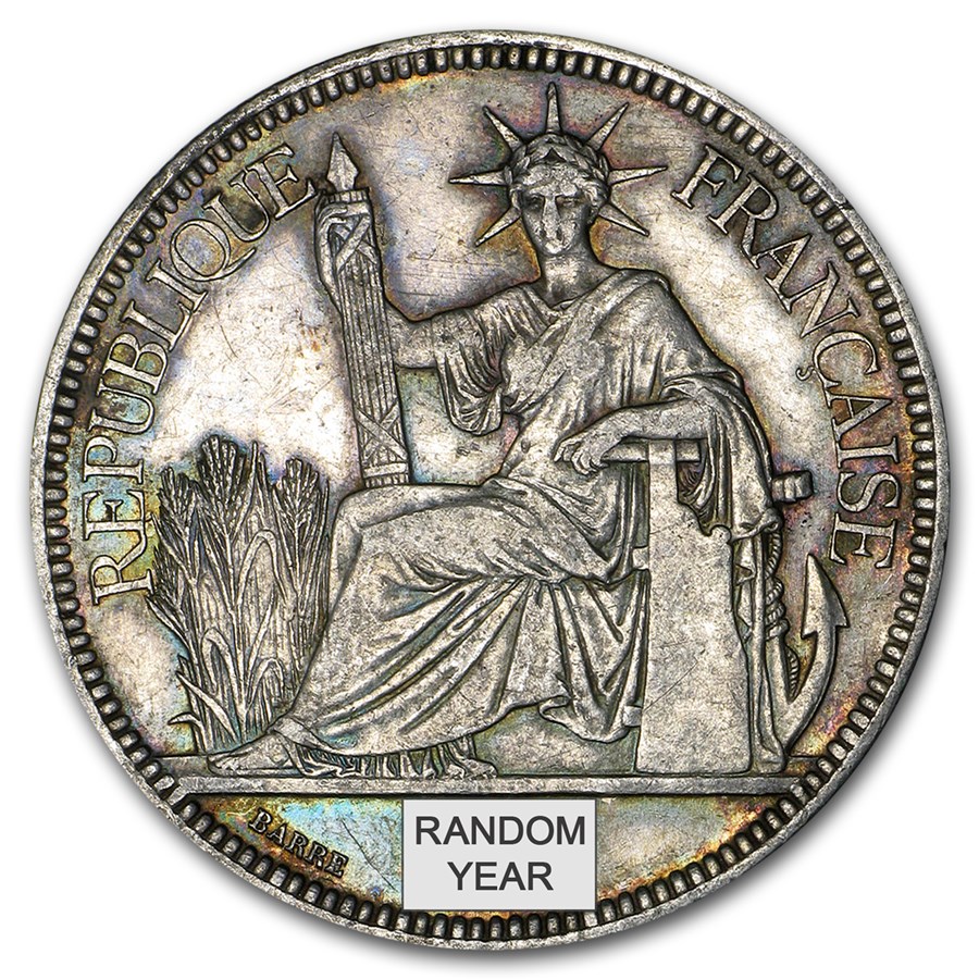 1885-1928 French Indo-China Silver Piastre Avg Circ