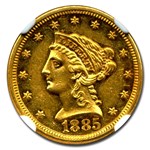 1885 $2.50 Liberty Gold Quarter Eagle AU-58 NGC (PL)