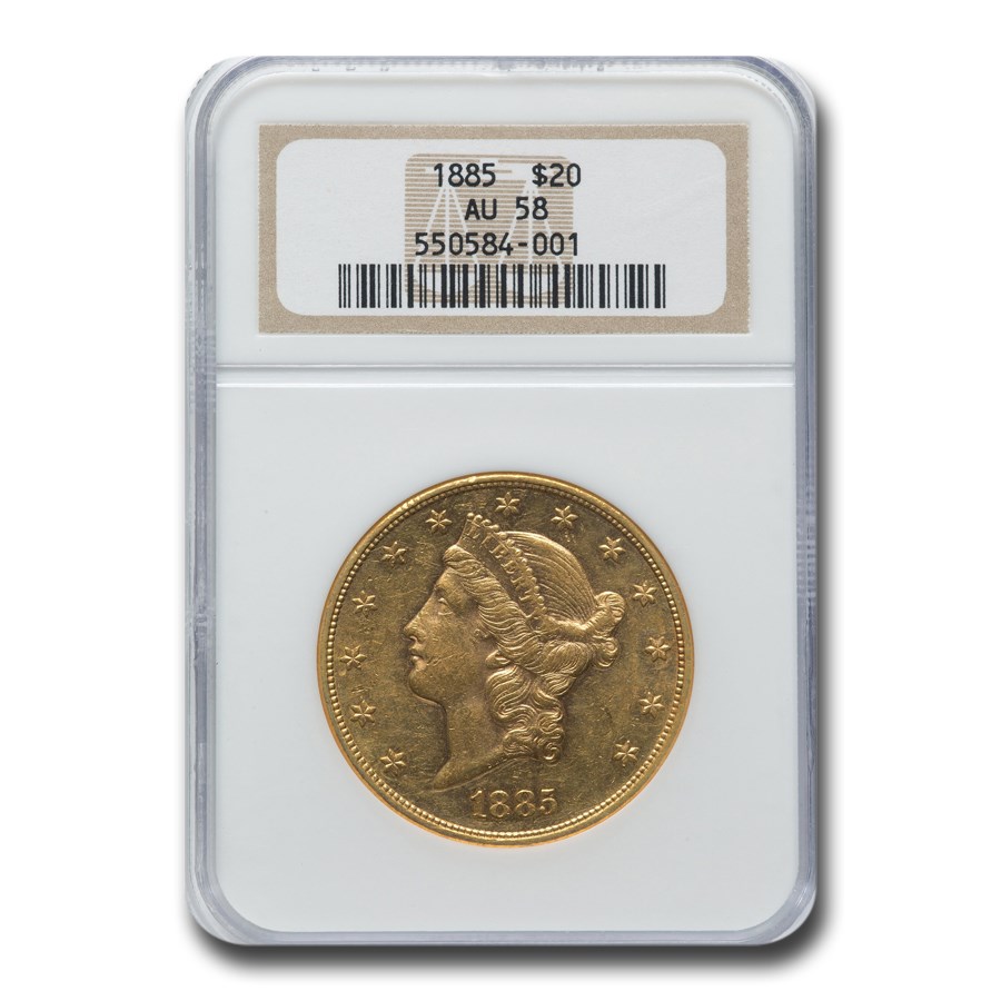 1885 $20 Liberty Gold Double Eagle AU-58 NGC