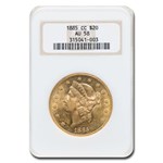 1885-CC $20 Liberty Gold Double Eagle AU-58 NGC