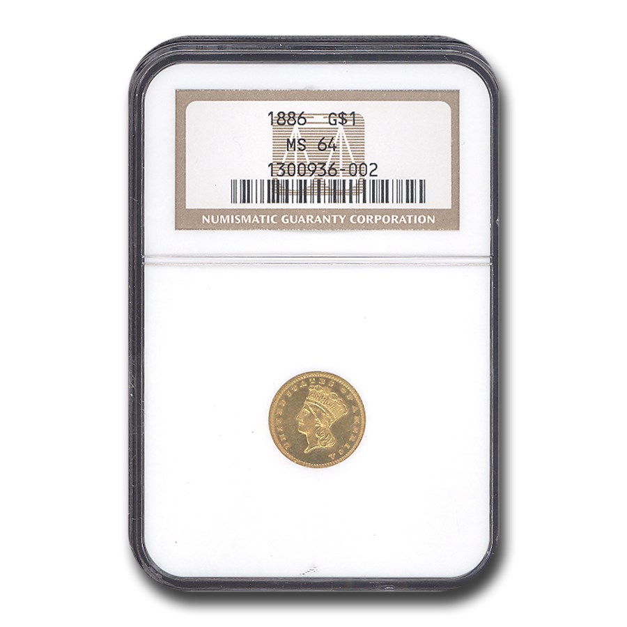 1886 $1 Indian Head Gold MS-64 NGC