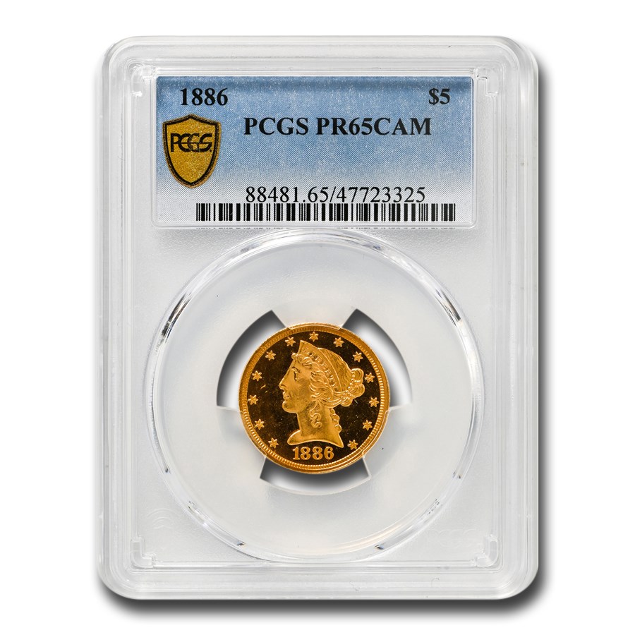 1886 $5 Liberty Gold Half Eagle PR-65 Cameo PCGS