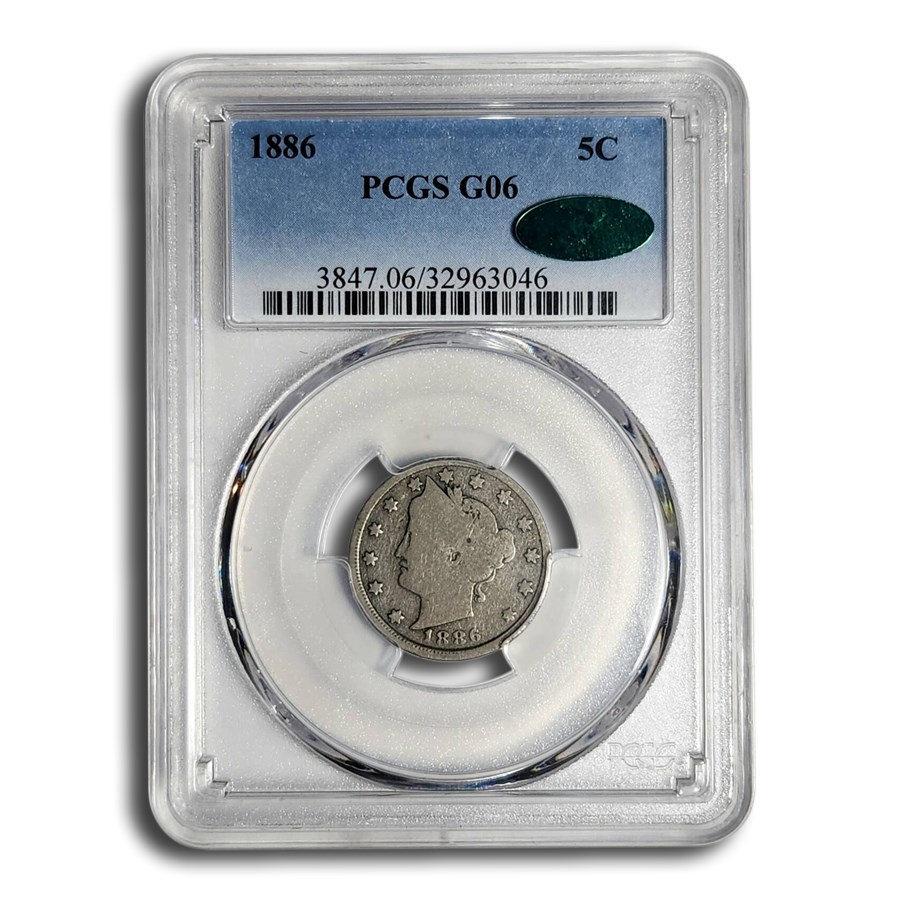 1886 Liberty Nickel Good-6 PCGS CAC