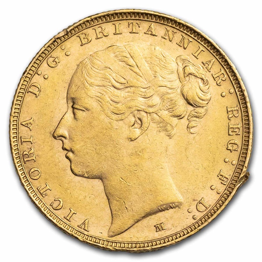 1886-M Australia Gold Sovereign Young Victoria AU