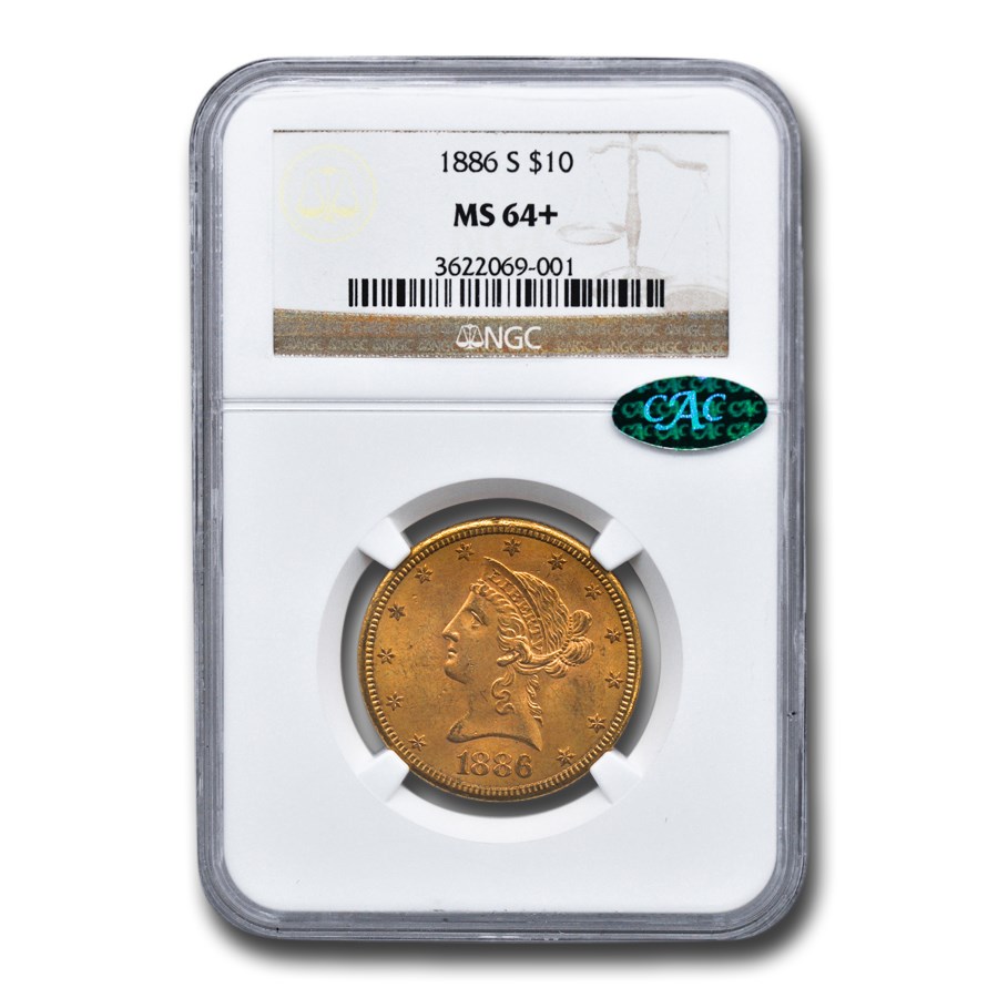 Buy 1886-s $10 Liberty Gold Eagle Ms-64+ Ngc Cac 