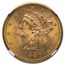 1886-S $5 Liberty Gold Half Eagle MS-64+ NGC