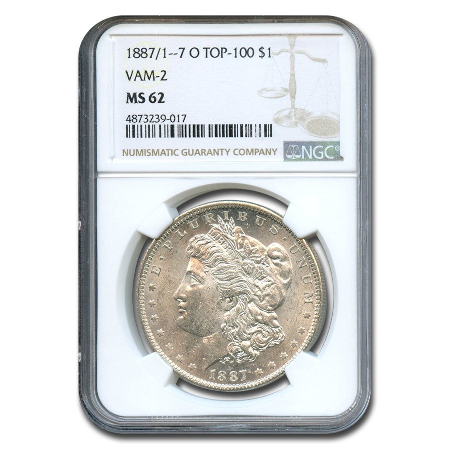 1887/1--7-O Morgan Dollar MS-62 NGC (Top 100, VAM-2)