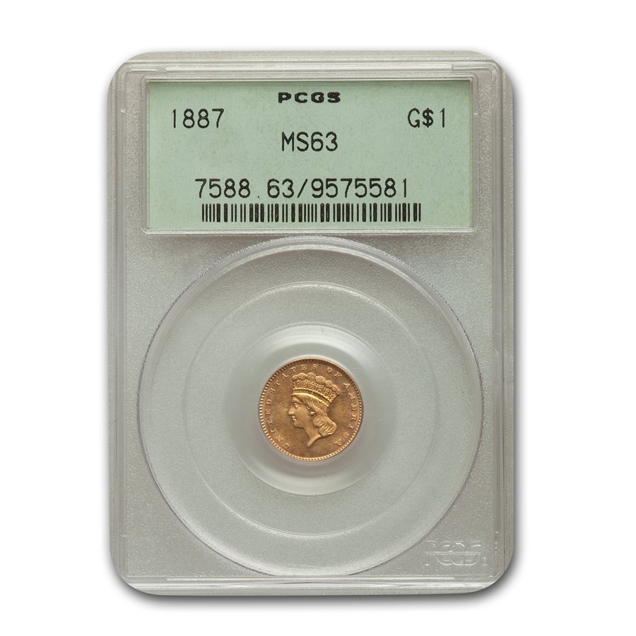 1887 $1 Indian Head Gold MS-63 PCGS