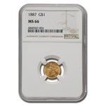 1887 $1 Indian Head Gold MS-66 NGC